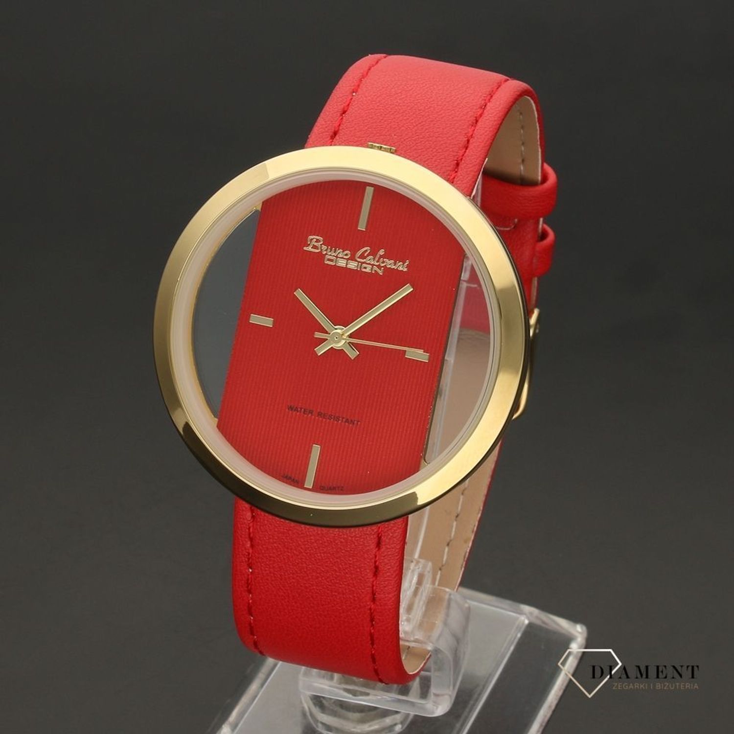 Zegarek damski Bruno Calvani BC2048 GOLD pasek czerwony (1).jpg